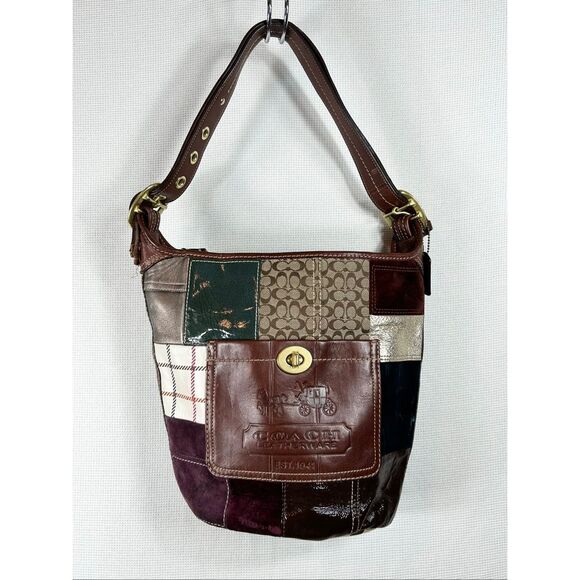 Vtg Coach Bleeker patchwork leather hobo bag 11356 suede signature logo Y2K - Picture 3 of 16
